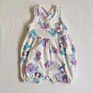 joules soft floral comfy cross back bubble romper playsuit 3-6 months baby girl